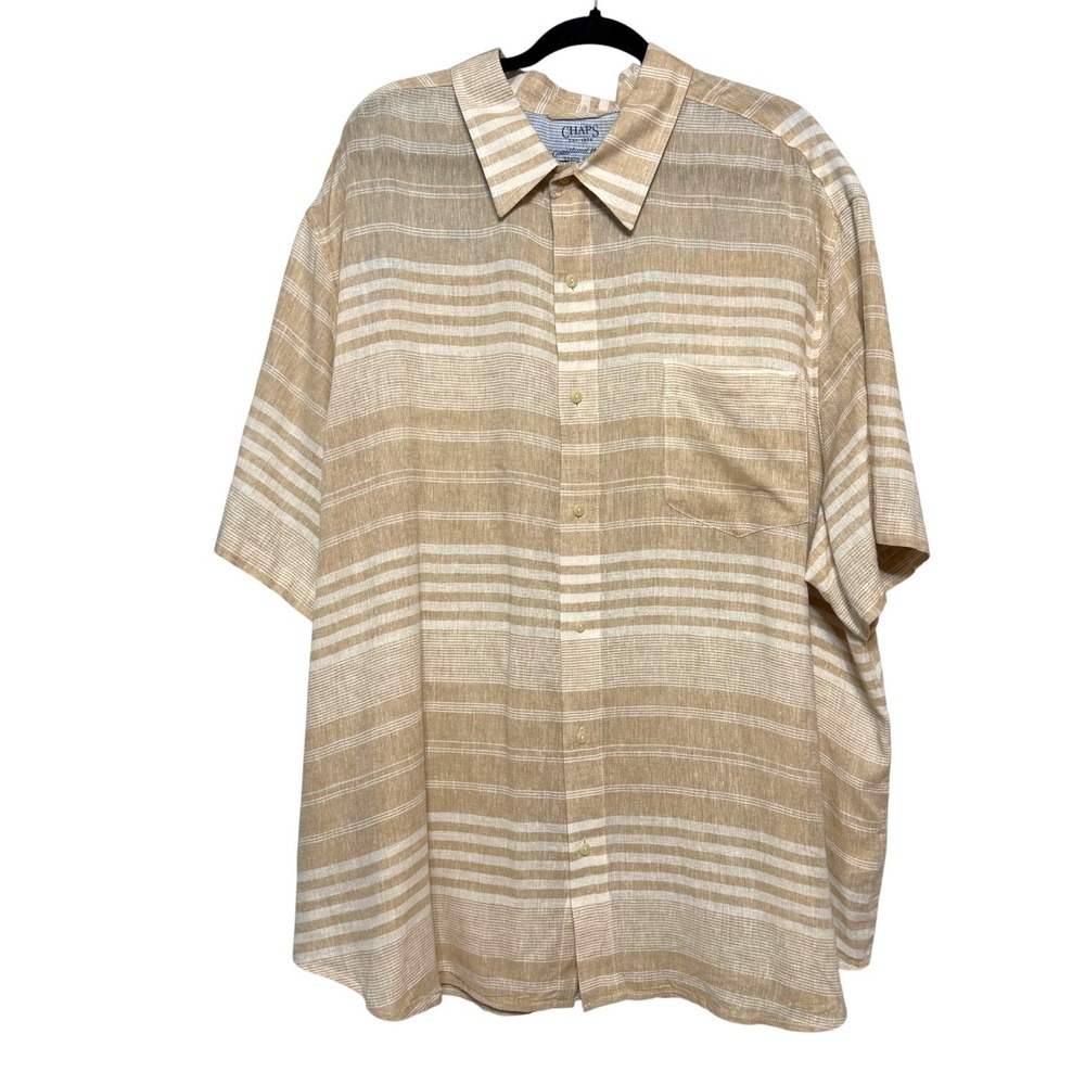 Chaps Coastal Grandpa Linen‎ Shirt Men 4XB Relaxed Vacation Ready Minimalist